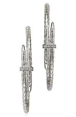 John Hardy Spear Diamond Bypass Hoop Earrings in Silver at Nordstrom