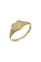 Bony Levy 14K Gold Pavé Peridot Heart Signet Ring Yellow at Nordstrom,