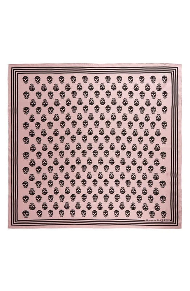 Alexander McQueen Biker Skull Silk Scarf in Pale Pink/Black at Nordstrom