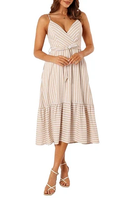 Petal & Pup Odette Stripe Midi Dress Beige at Nordstrom,