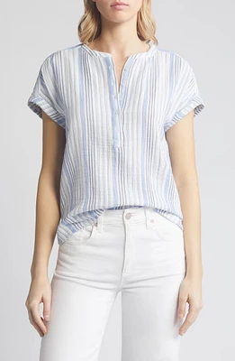 caslon(r) Stripe Cotton Gauze Henley at Nordstrom,