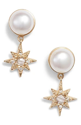 Anzie Pearl & Diamond Drop Earrings in Gold/Pearl/Topaz at Nordstrom