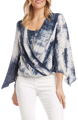 Karen Kane Print Wrap Top in Blue Print at Nordstrom, Size X-Small