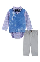 Andy & Evan Plaid Shirt, Bow Tie, Vest Pants Set Blue at Nordstrom,