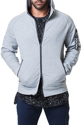 Maceoo Logo Zip Front Hoodie Grey at Nordstrom,