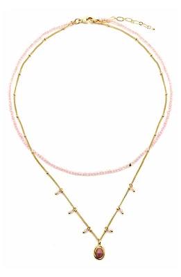 Panacea Enamel Pendant Layered Necklace in Pink at Nordstrom