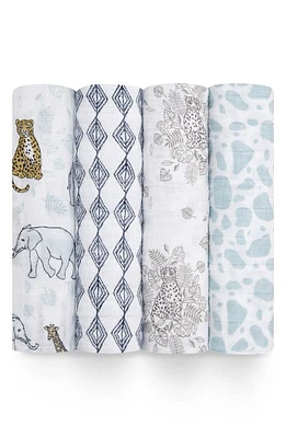 aden + anais 4-Pack Classic Swaddling Cloths in Neutral Jungle at Nordstrom