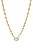 SHYMI Fancy Bezel Pendant Necklace in Gold/White/emerald Cut at Nordstrom, Size 16