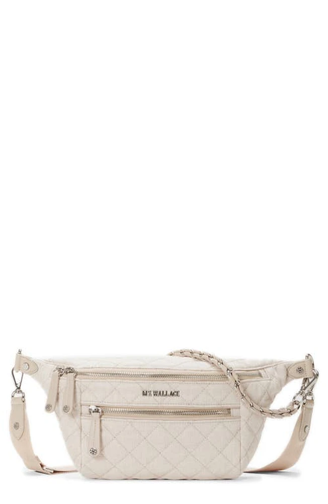 MZ Wallace Small Crosby Quilted Nylon Convertible Sling Bag in True Linen at Nordstrom