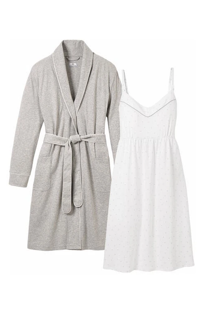 Petite Plume The Essential Maternity Nightgown & Robe Set in Heather Grey at Nordstrom, Size X-Large