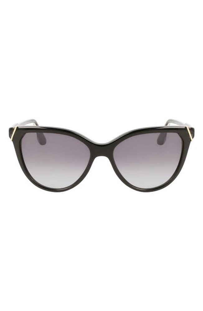 Victoria Beckham Guilloché 57mm Gradient Cat Eye Sunglasses in Black at Nordstrom