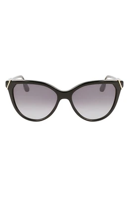 Victoria Beckham Guilloché 57mm Gradient Cat Eye Sunglasses in Black at Nordstrom