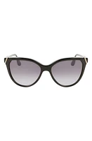 Victoria Beckham Guilloché 57mm Gradient Cat Eye Sunglasses in Black at Nordstrom