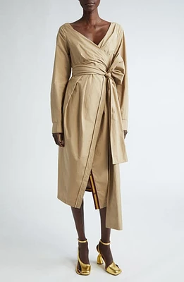 Dries Van Noten Dolada Long Sleeve Cotton Poplin Midi Shirtdress Beige 103 at Nordstrom, Us