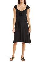 Loveappella Tie Front Cap Sleeve A-Line Dress at Nordstrom,