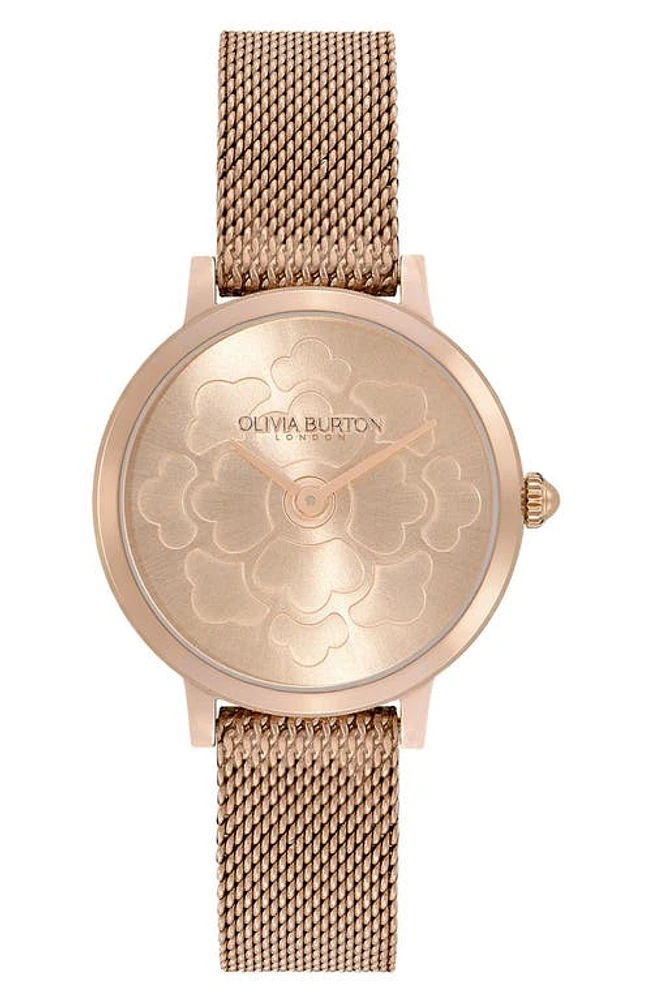 Olivia Burton Signature Floral Mesh Strap Watch