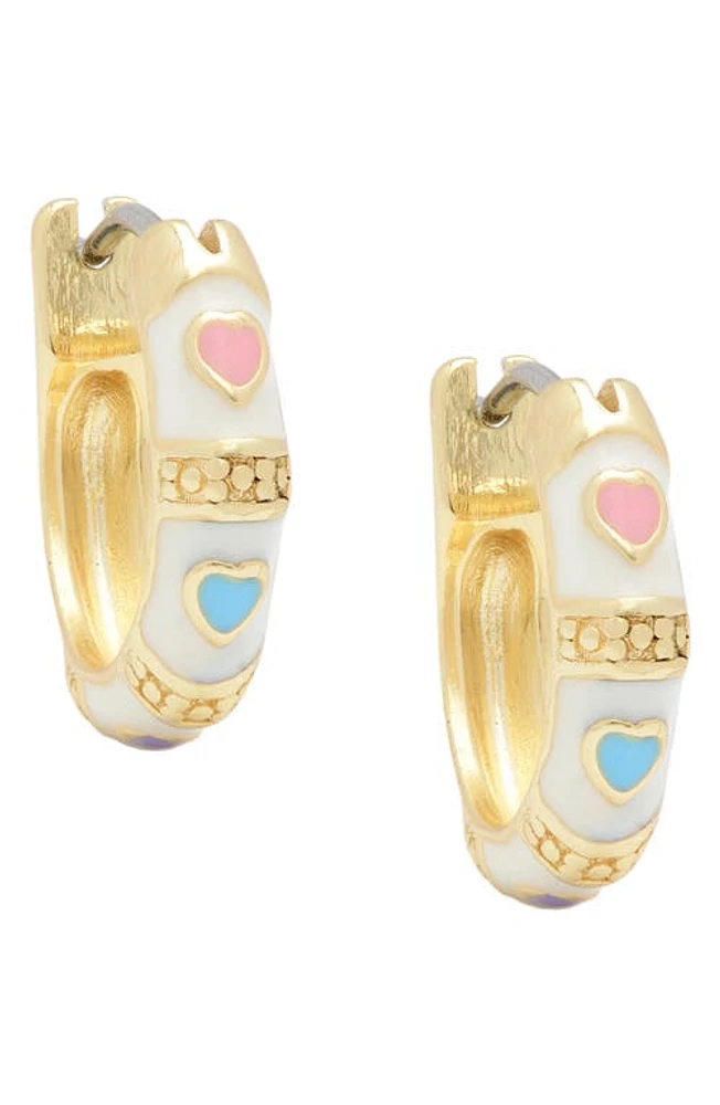 Lily Nily Kids' Heart Hoop Earrings in White at Nordstrom