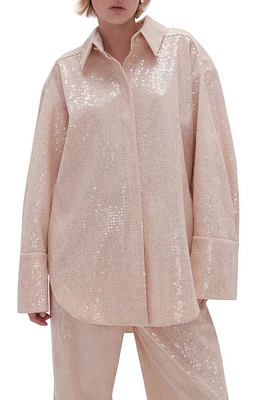 Aje Incandescent Sequin Shirt Sand Brown at Nordstrom, Us