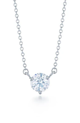 Kwiat Round Diamond Solitaire Pendant Necklace in Silver at Nordstrom, Size 16