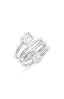 SHYMI Emerald Cut Spiral Statement Ring in Silver/White at Nordstrom