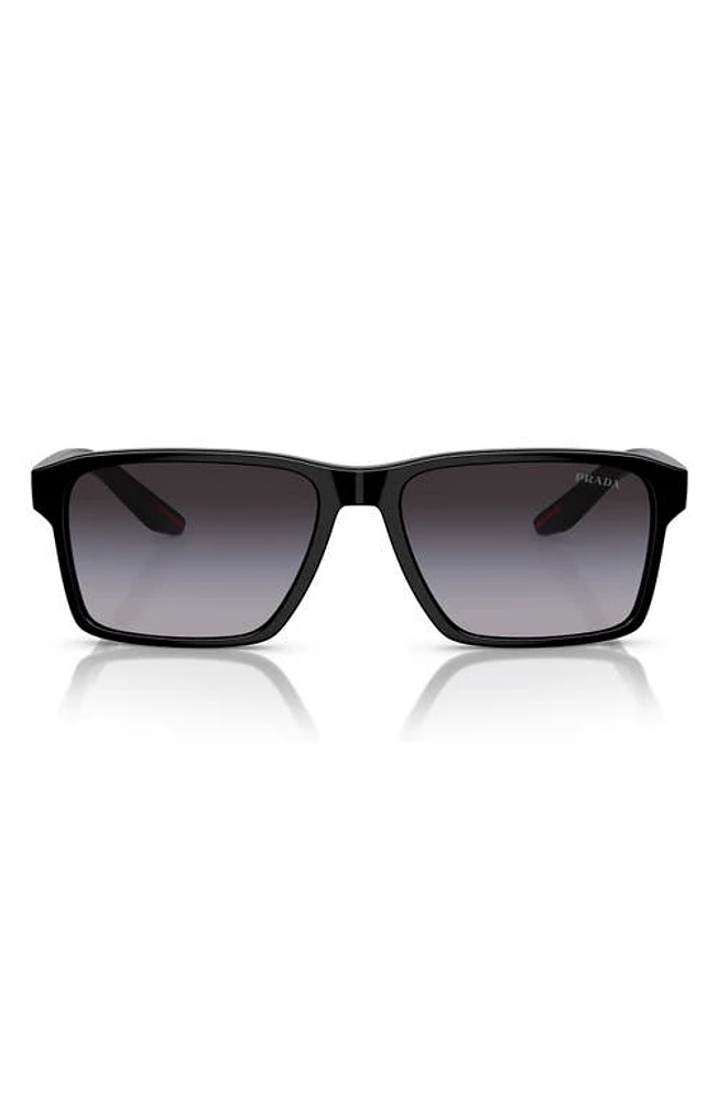 PRADA SPORT 58mm Gradient Rectangular Sunglasses in Black at Nordstrom