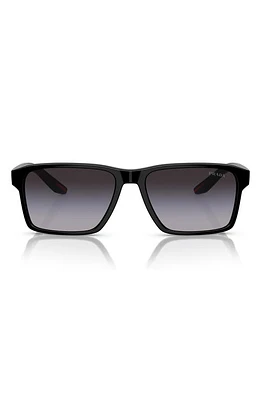 PRADA SPORT 58mm Gradient Rectangular Sunglasses in Black at Nordstrom