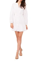 1.STATE Long Sleeve Cotton Eyelet Minidress Ultra White at Nordstrom,