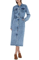 Wash Lab Denim Long Sleeve Midi Shirtdress Moonstone Blue at Nordstrom,