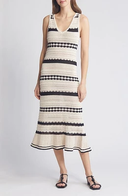 ZOE AND CLAIRE V-Neck Sleeveless Midi Sweater Dress in Natural at Nordstrom, Size Small