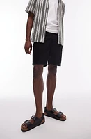 Topman Straight Leg Denim Shorts Black at Nordstrom,