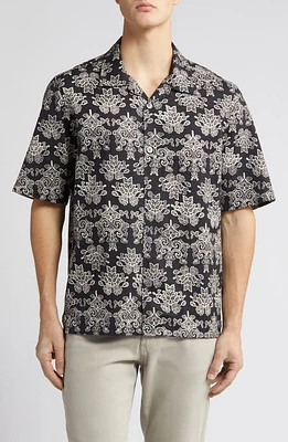 NN07 Ole 5210 Button-Up Camp Shirt Black at Nordstrom, R