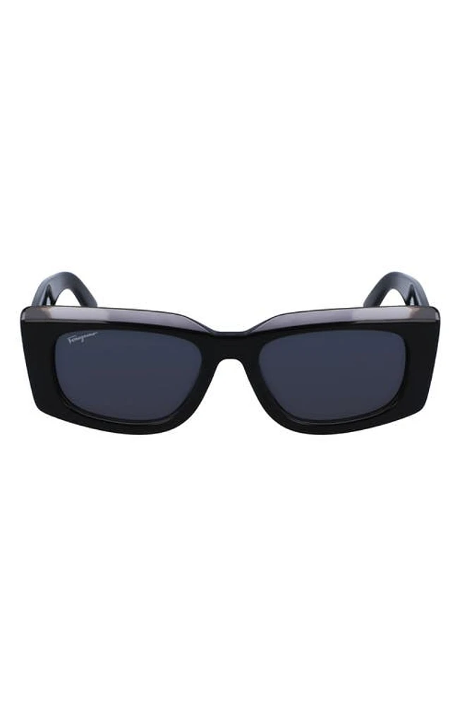 FERRAGAMO 54mm Rectangular Sunglasses in Dark Grey/Grey at Nordstrom