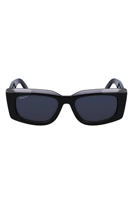 FERRAGAMO 54mm Rectangular Sunglasses in Dark Grey/Grey at Nordstrom