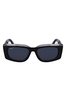 FERRAGAMO 54mm Rectangular Sunglasses in Dark Grey/Grey at Nordstrom