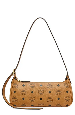 MCM Small Aren Visetos Coated Canvas Shoulder Bag in Cognac at Nordstrom