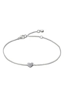 Monica Vinader Lab-Created Diamond Heart Charm Bracelet in Sterling Silver at Nordstrom