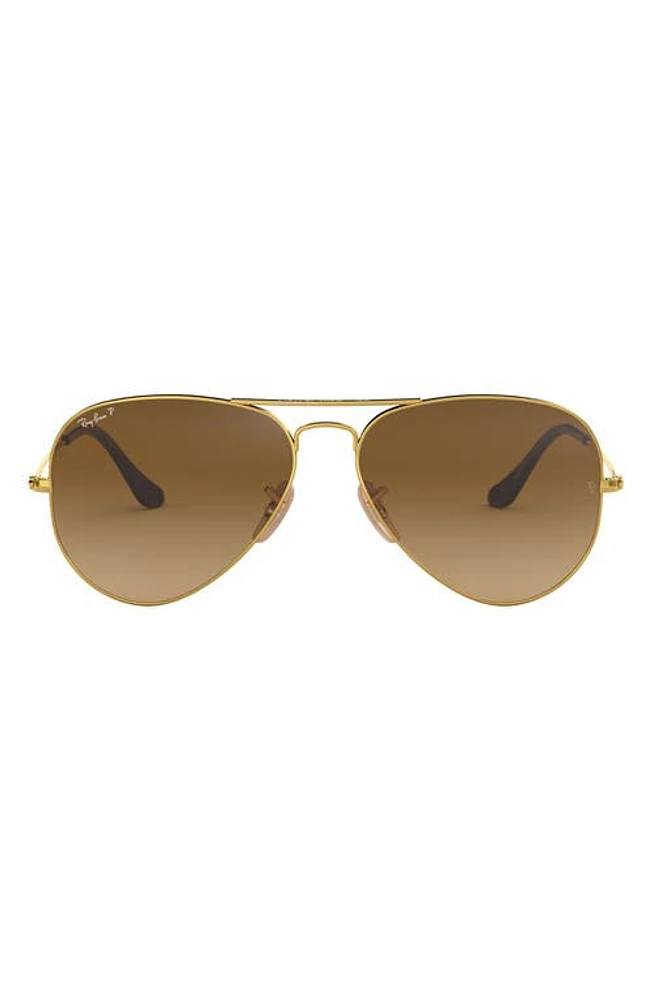 Ray-Ban 58mm Polarized Aviator Sunglasses in Gold/Brown Gradient at Nordstrom