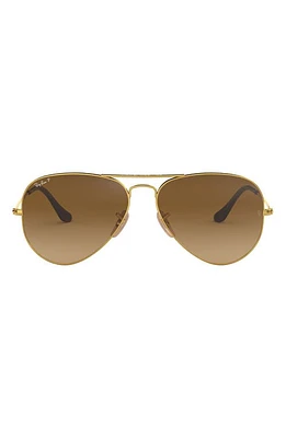 Ray-Ban 58mm Polarized Aviator Sunglasses in Gold/Brown Gradient at Nordstrom