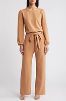 NIKKI LUND Laurie Long Sleeve Tie Waist Jumpsuit at Nordstrom,