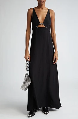 Rabanne Deep V-Neck Cutout Maxi Dress Black at Nordstrom, Us