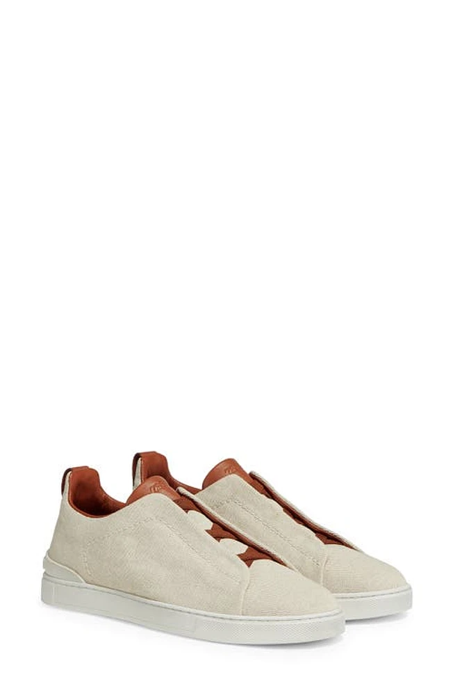 ZEGNA Triple Stitch Low Top Sneaker Sand at Nordstrom,