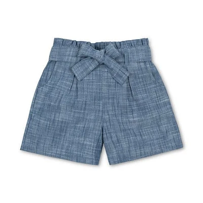 Hope & Henry Girls' Organic Cotton Pull-On Cinched Waist Woven Short, Infant in Blue Chambray at Nordstrom, Size 18-24M