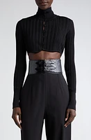 Alaia Shiny Crinoline Crop Cardigan Noir at Nordstrom, Us