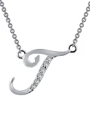 Lafonn Initial Pendant Necklace in T - Silver at Nordstrom, Size 18 In