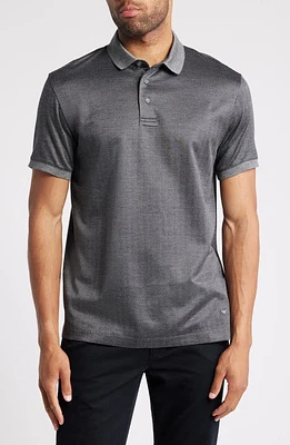 Emporio Armani Chevron Lyocell & Cotton Polo Black Multi at Nordstrom,