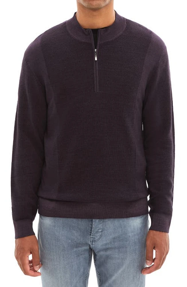 Robert Barakett Newbury Merino Wool Half Zip Pullover Purple at Nordstrom,