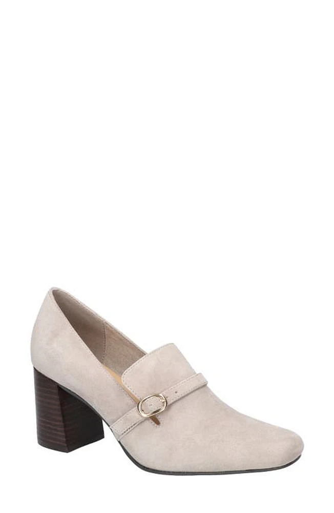 Bella Vita Ashton Block Heel Buckle Strap Pump Stone Suede Leather at Nordstrom,