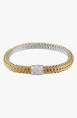 John Hardy Classic Chain Diamond Reversible 2-Tone Bracelet in Gold/Silver at Nordstrom, Size Large