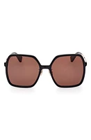 Max Mara 59mm Square Sunglasses in Shiny /Brown at Nordstrom