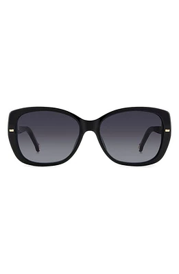 Carolina Herrera 56mm Round Sunglasses in Black Beige/Grey Shaded at Nordstrom